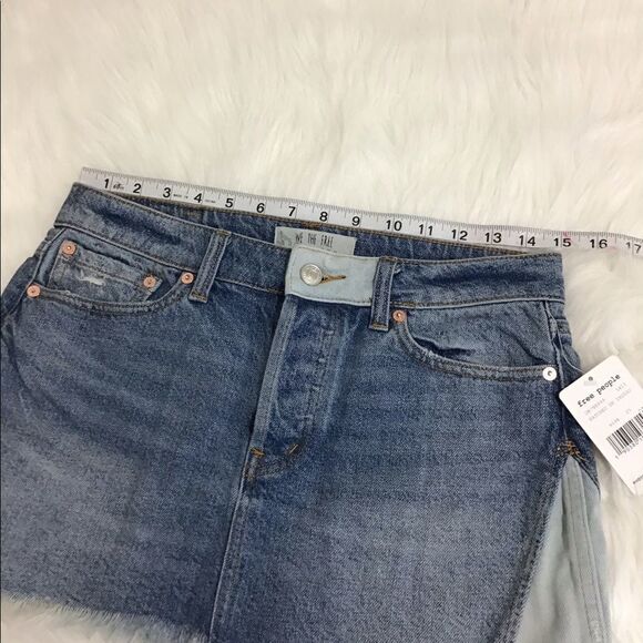 Free People Patch Denim Mini Skirt New Size 25 - Picture 6 of 8